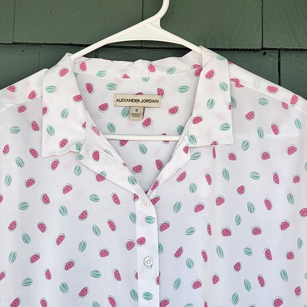 Alexander Jordan White Watermelon Print Novelty Top Size Small - Picture 3 of 5